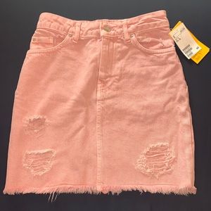 Pink denim skirt